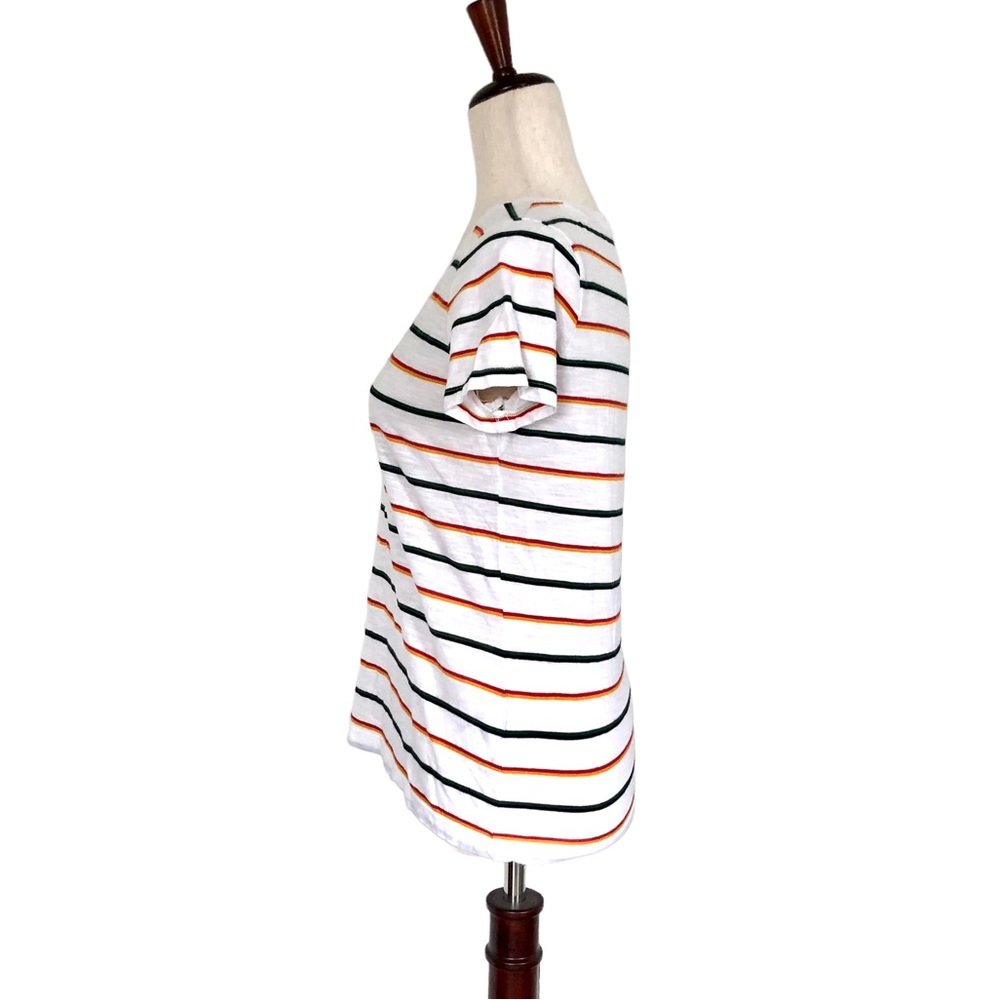Madewell Women’s V-Neck Short Sleeve Rainbow Stripe T-Shirt, White Size XS - Picture 4 of 12